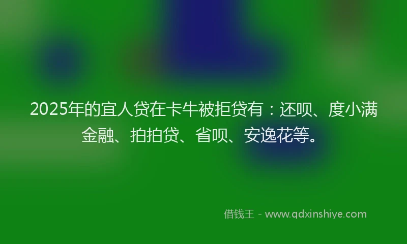 2025年的宜人贷在卡牛被拒贷有：还呗、度小满金融、拍拍贷、省呗、安逸花等。