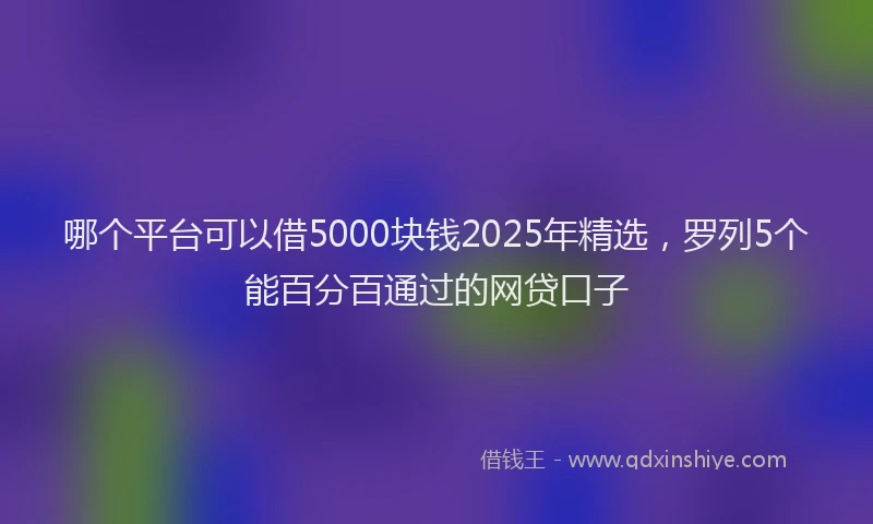 哪个平台可以借5000块钱2025年精选，罗列5个能百分百通过的网贷口子