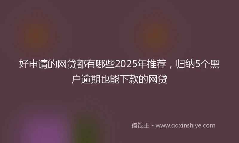好申请的网贷都有哪些2025年推荐，归纳5个黑户逾期也能下款的网贷