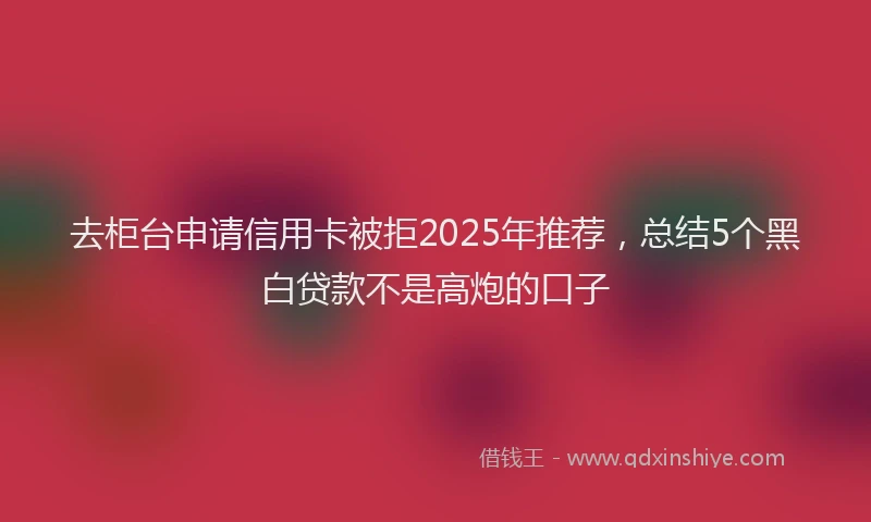去柜台申请信用卡被拒2025年推荐，总结5个黑白贷款不是高炮的口子