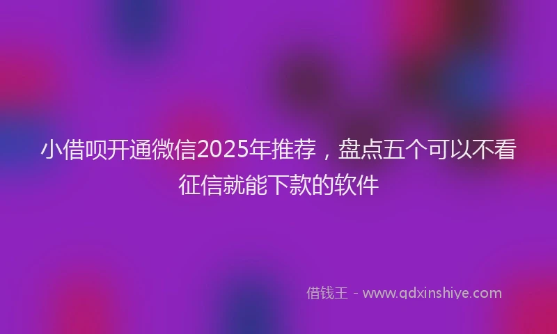 小借呗开通微信2025年推荐，盘点五个可以不看征信就能下款的软件