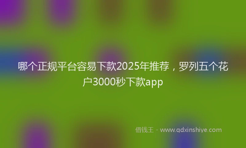 哪个正规平台容易下款2025年推荐，罗列五个花户3000秒下款app