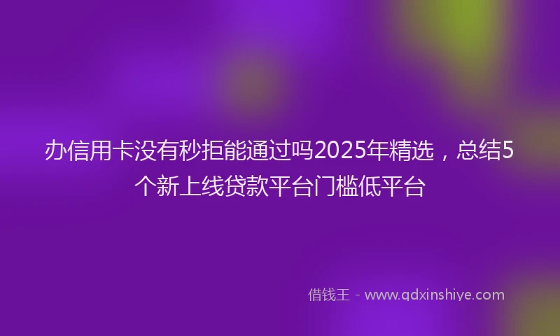 办信用卡没有秒拒能通过吗2025年精选，总结5个新上线贷款平台门槛低平台