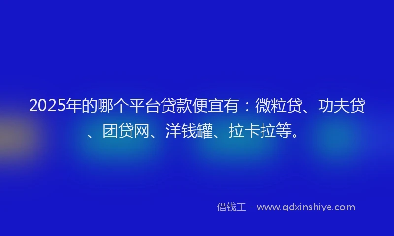 2025年的哪个平台贷款便宜有：微粒贷、功夫贷、团贷网、洋钱罐、拉卡拉等。