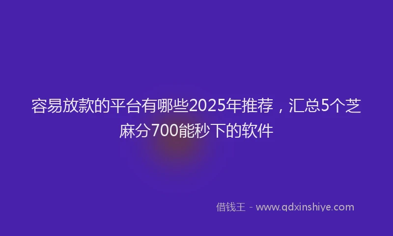 容易放款的平台有哪些2025年推荐，汇总5个芝麻分700能秒下的软件