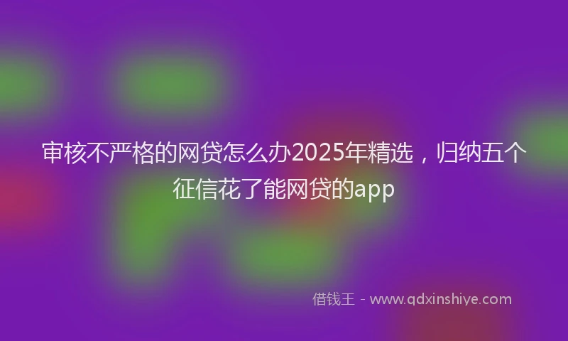 审核不严格的网贷怎么办2025年精选，归纳五个征信花了能网贷的app
