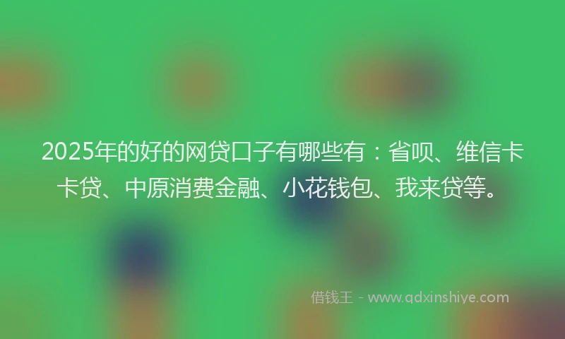 2025年的好的网贷口子有哪些有：省呗、维信卡卡贷、中原消费金融、小花钱包、我来贷等。
