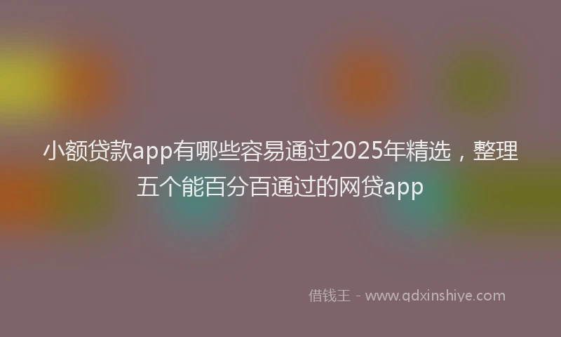 小额贷款app有哪些容易通过2025年精选，整理五个能百分百通过的网贷app