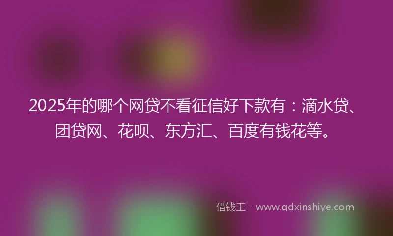 2025年的哪个网贷不看征信好下款有：滴水贷、团贷网、花呗、东方汇、百度有钱花等。