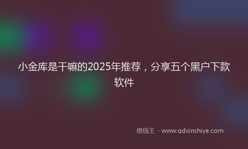 小金库是干嘛的2025年推荐，分享五个黑户下款软件