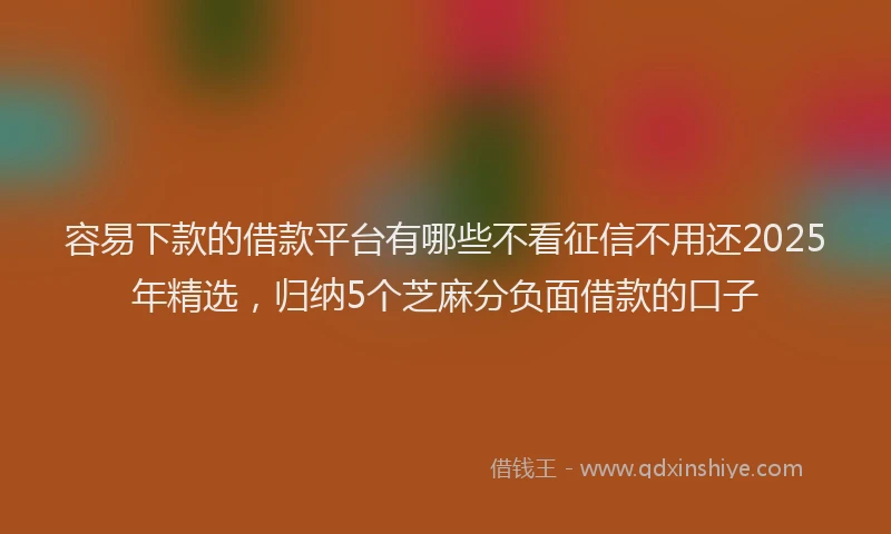 容易下款的借款平台有哪些不看征信不用还2025年精选，归纳5个芝麻分负面借款的口子