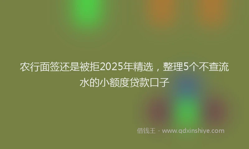 农行面签还是被拒2025年精选，整理5个不查流水的小额度贷款口子