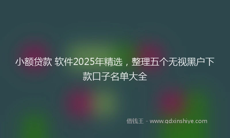 小额贷款 软件2025年精选，整理五个无视黑户下款口子名单大全