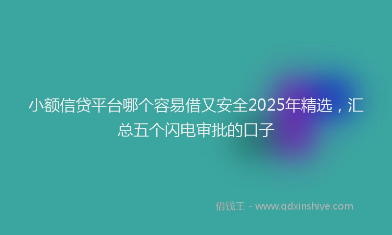 小额信贷平台哪个容易借又安全2025年精选，汇总五个闪电审批的口子