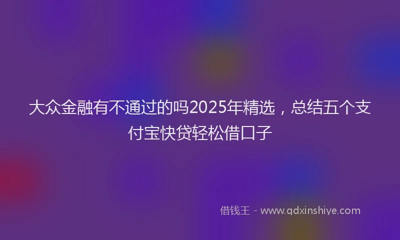 大众金融有不通过的吗2025年精选，总结五个支付宝快贷轻松借口子