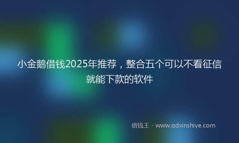 小金鹅借钱2025年推荐，整合五个可以不看征信就能下款的软件