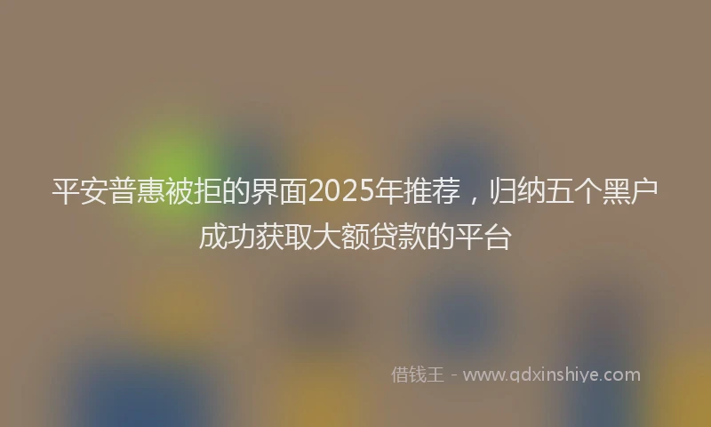 平安普惠被拒的界面2025年推荐，归纳五个黑户成功获取大额贷款的平台