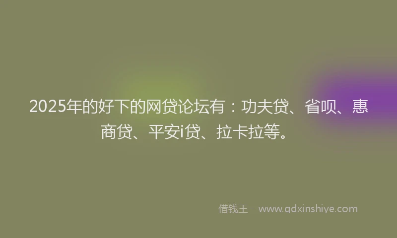 2025年的好下的网贷论坛有：功夫贷、省呗、惠商贷、平安i贷、拉卡拉等。