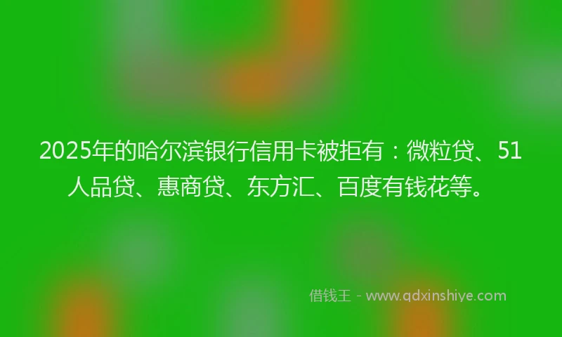 2025年的哈尔滨银行信用卡被拒有：微粒贷、51人品贷、惠商贷、东方汇、百度有钱花等。
