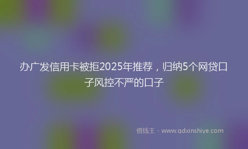 办广发信用卡被拒2025年推荐，归纳5个网贷口子风控不严的口子