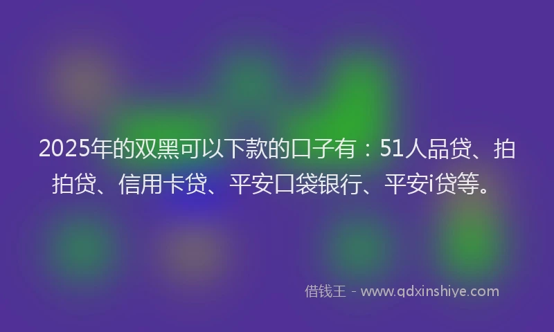 2025年的双黑可以下款的口子有：51人品贷、拍拍贷、信用卡贷、平安口袋银行、平安i贷等。
