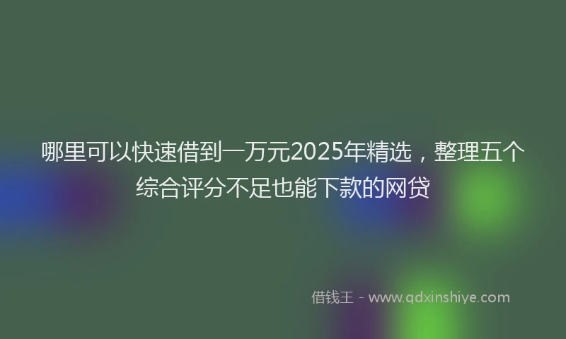 哪里可以快速借到一万元2025年精选，整理五个综合评分不足也能下款的网贷