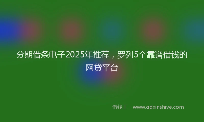 分期借条电子2025年推荐，罗列5个靠谱借钱的网贷平台