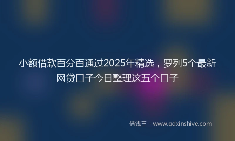 小额借款百分百通过2025年精选，罗列5个最新网贷口子今日整理这五个口子