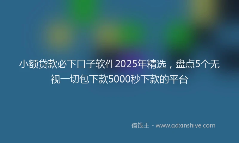 小额贷款必下口子软件2025年精选，盘点5个无视一切包下款5000秒下款的平台