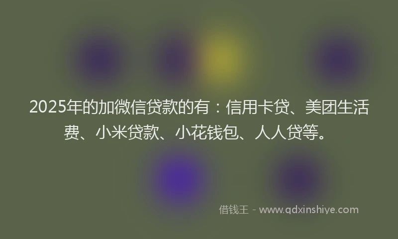 2025年的加微信贷款的有：信用卡贷、美团生活费、小米贷款、小花钱包、人人贷等。