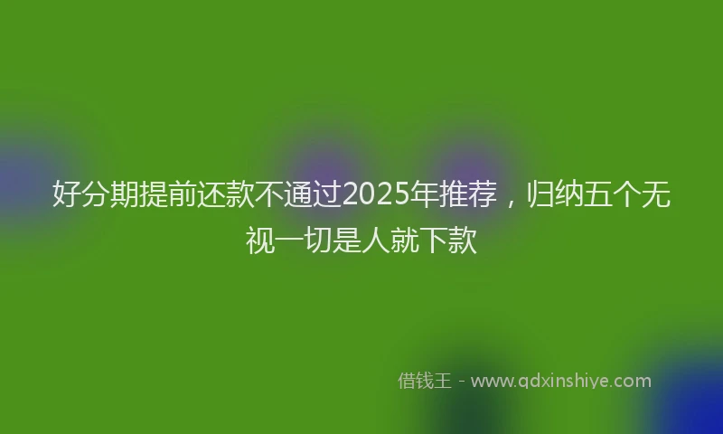好分期提前还款不通过2025年推荐，归纳五个无视一切是人就下款