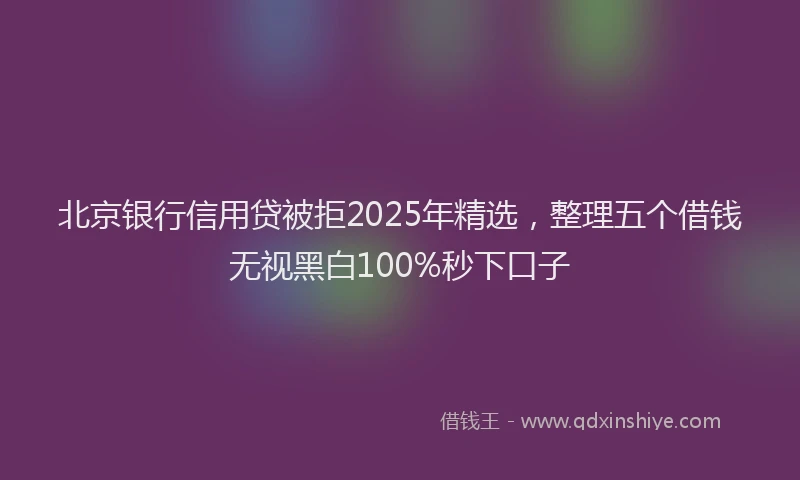 北京银行信用贷被拒2025年精选，整理五个借钱无视黑白100%秒下口子