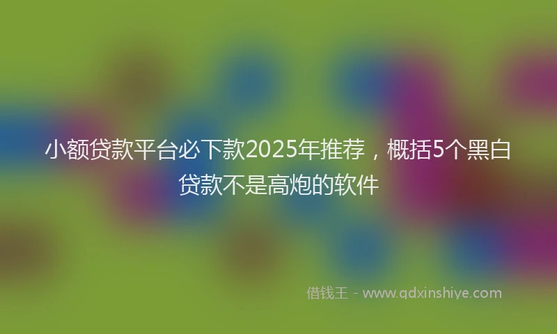 小额贷款平台必下款2025年推荐，概括5个黑白贷款不是高炮的软件