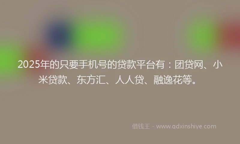 2025年的只要手机号的贷款平台有：团贷网、小米贷款、东方汇、人人贷、融逸花等。