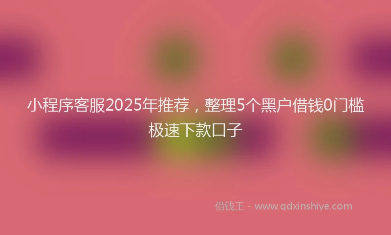 小程序客服2025年推荐，整理5个黑户借钱0门槛极速下款口子