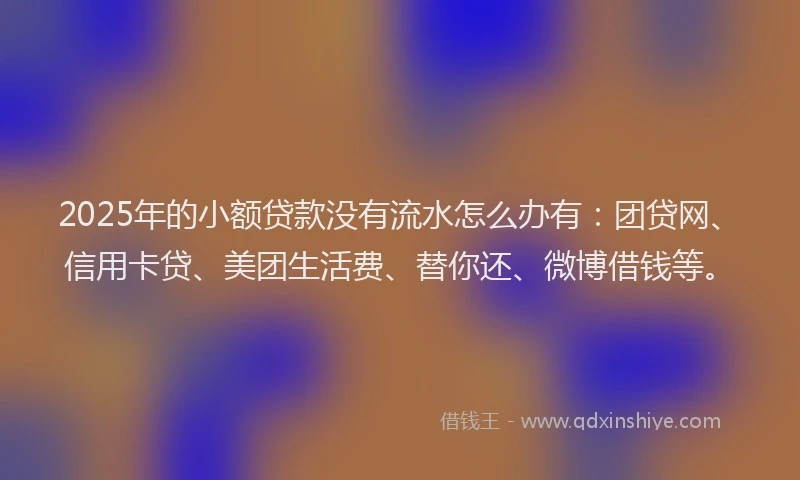 2025年的小额贷款没有流水怎么办有：团贷网、信用卡贷、美团生活费、替你还、微博借钱等。