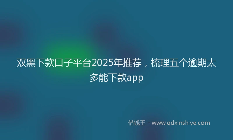 双黑下款口子平台2025年推荐，梳理五个逾期太多能下款app