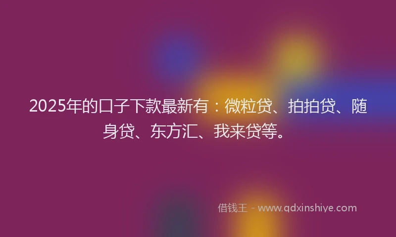2025年的口子下款最新有：微粒贷、拍拍贷、随身贷、东方汇、我来贷等。