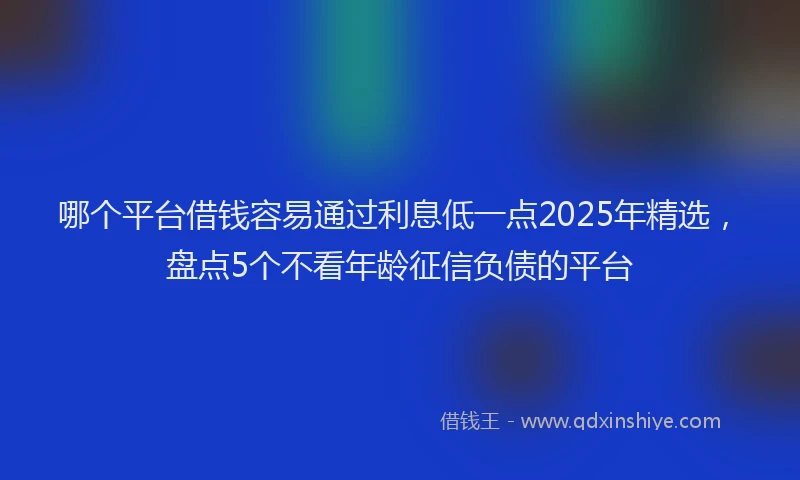 哪个平台借钱容易通过利息低一点2025年精选，盘点5个不看年龄征信负债的平台