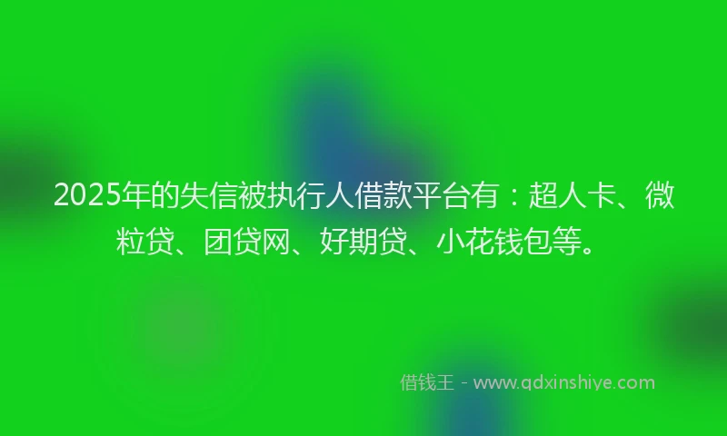 2025年的失信被执行人借款平台有：超人卡、微粒贷、团贷网、好期贷、小花钱包等。