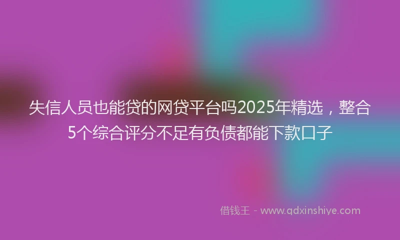 失信人员也能贷的网贷平台吗2025年精选，整合5个综合评分不足有负债都能下款口子