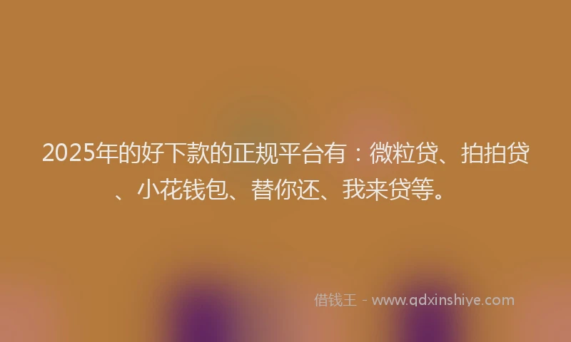 2025年的好下款的正规平台有：微粒贷、拍拍贷、小花钱包、替你还、我来贷等。