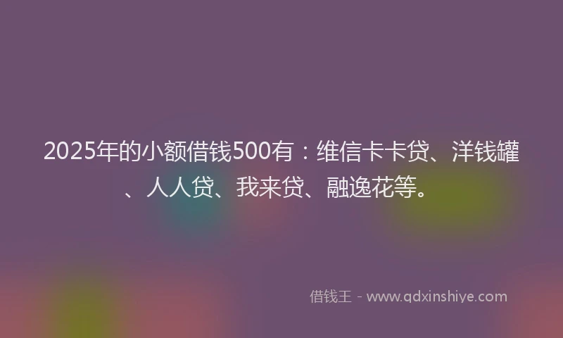 2025年的小额借钱500有：维信卡卡贷、洋钱罐、人人贷、我来贷、融逸花等。