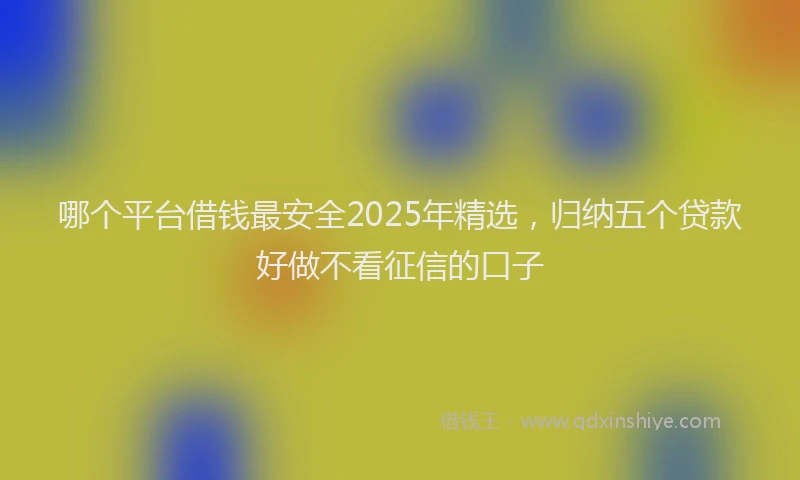 哪个平台借钱最安全2025年精选，归纳五个贷款好做不看征信的口子