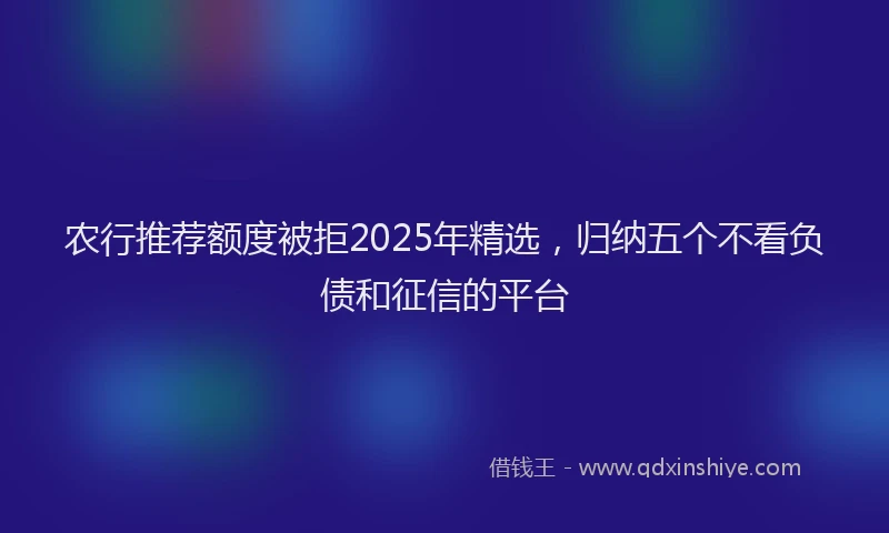 农行推荐额度被拒2025年精选，归纳五个不看负债和征信的平台