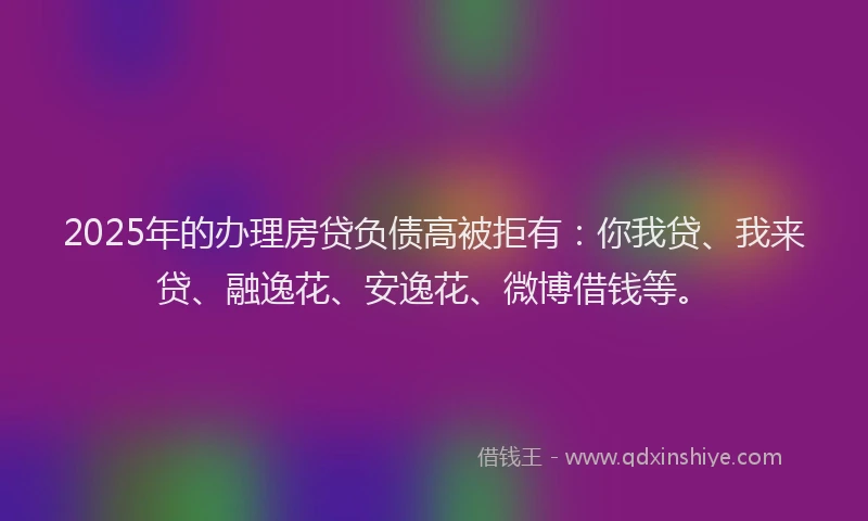 2025年的办理房贷负债高被拒有：你我贷、我来贷、融逸花、安逸花、微博借钱等。