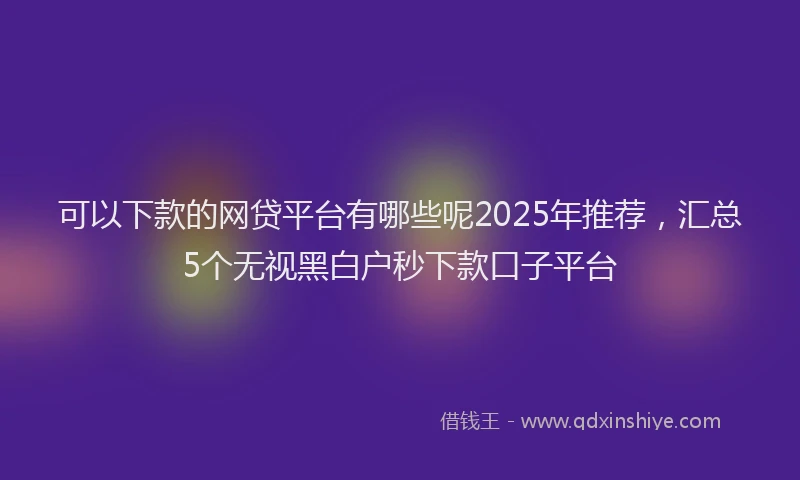 可以下款的网贷平台有哪些呢2025年推荐，汇总5个无视黑白户秒下款口子平台