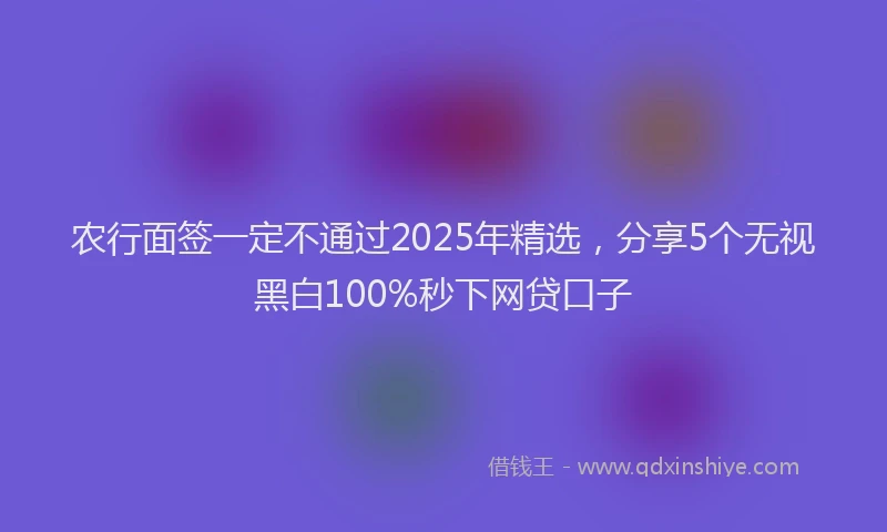 农行面签一定不通过2025年精选，分享5个无视黑白100%秒下网贷口子