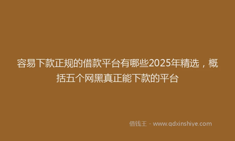 容易下款正规的借款平台有哪些2025年精选，概括五个网黑真正能下款的平台