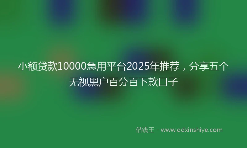 小额贷款10000急用平台2025年推荐，分享五个无视黑户百分百下款口子